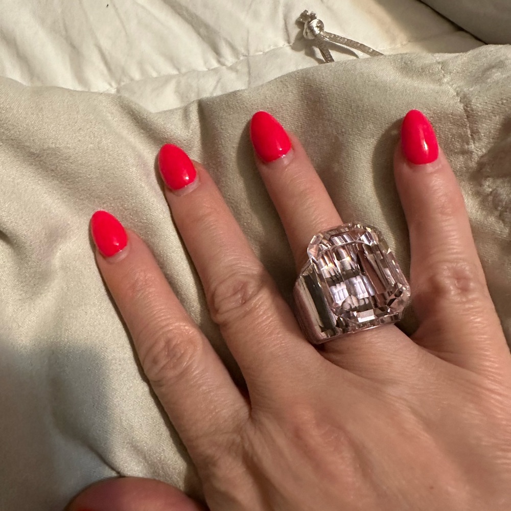 Swarovski lucent cocktail ring octagon cut pink. Sold out with Swarovski.
